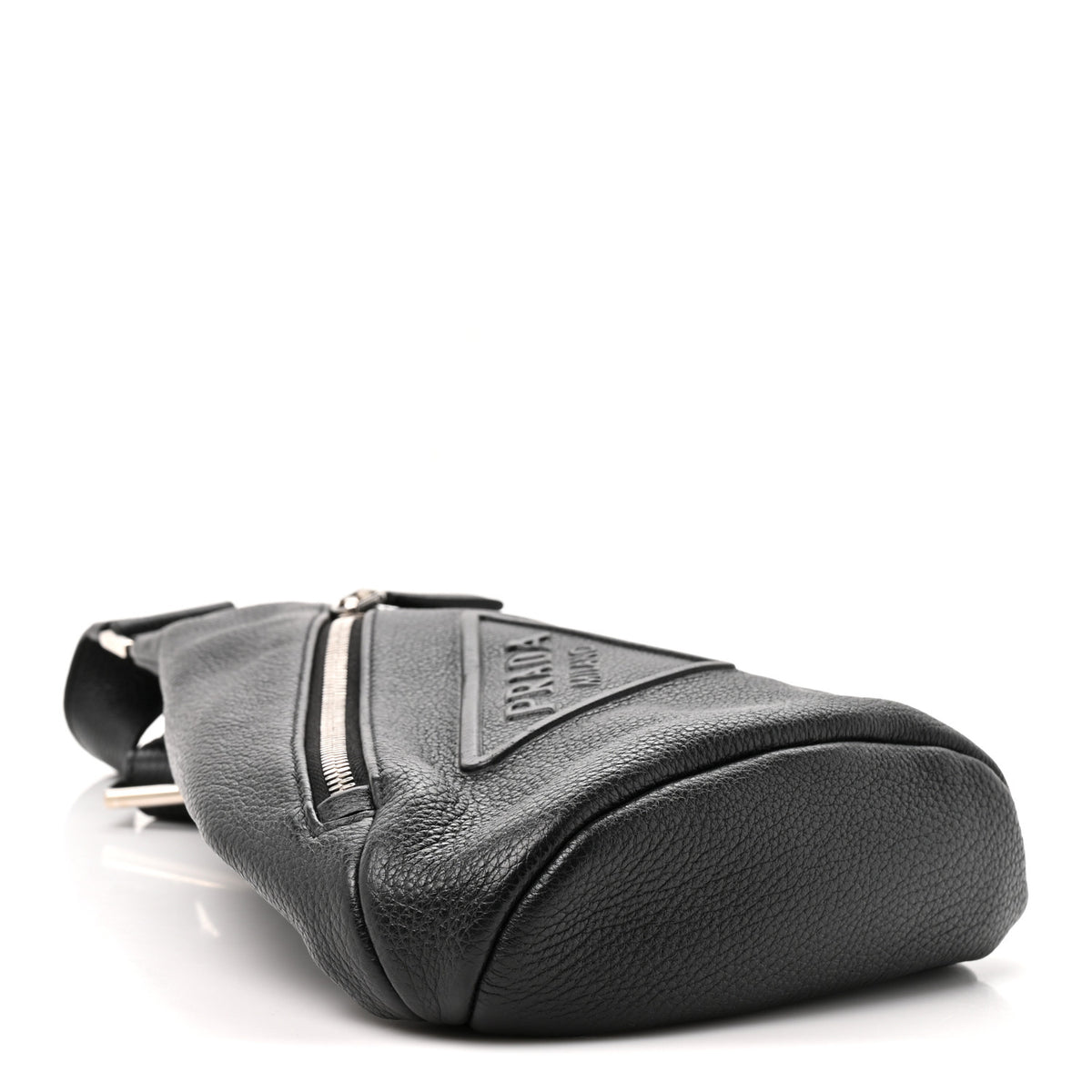 Vitello Daino Logo Embossed Cross Sling Backpack Black