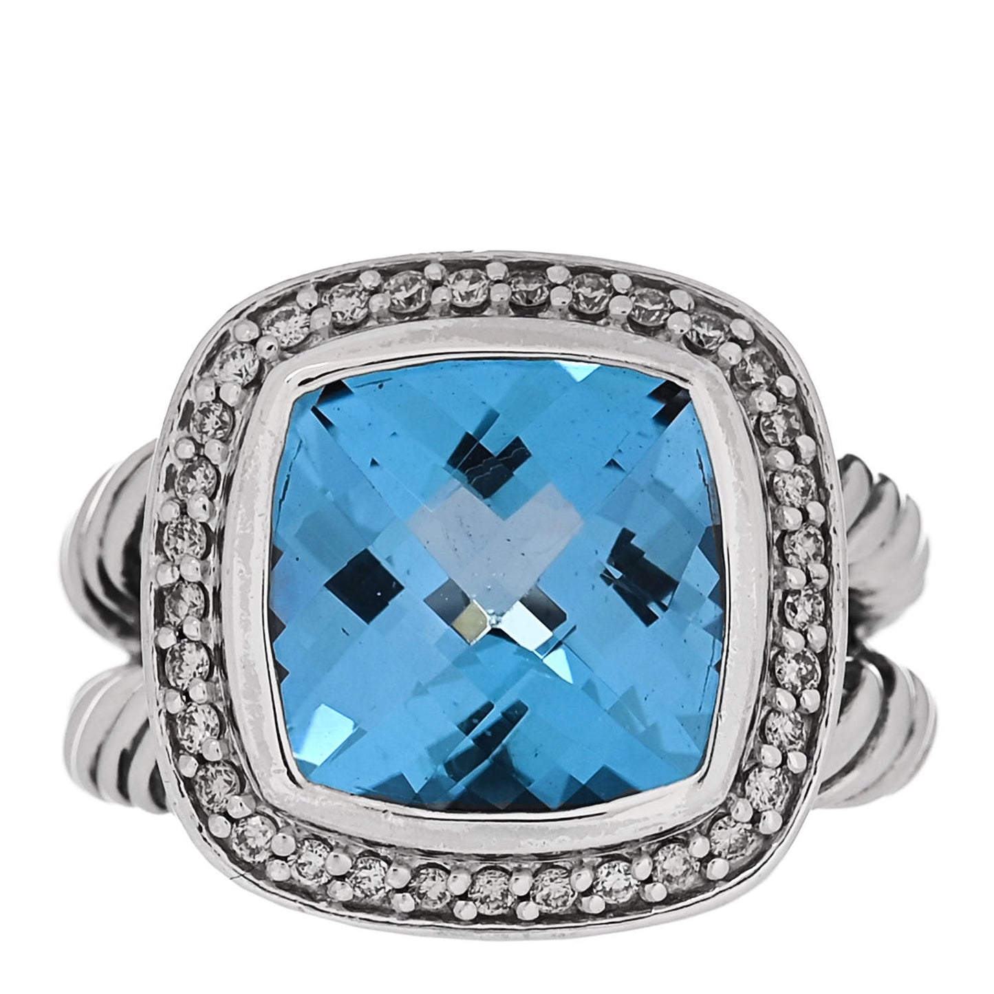 Sterling Silver Diamond Blue Topaz 11mm Albion Ring 53 6.5
