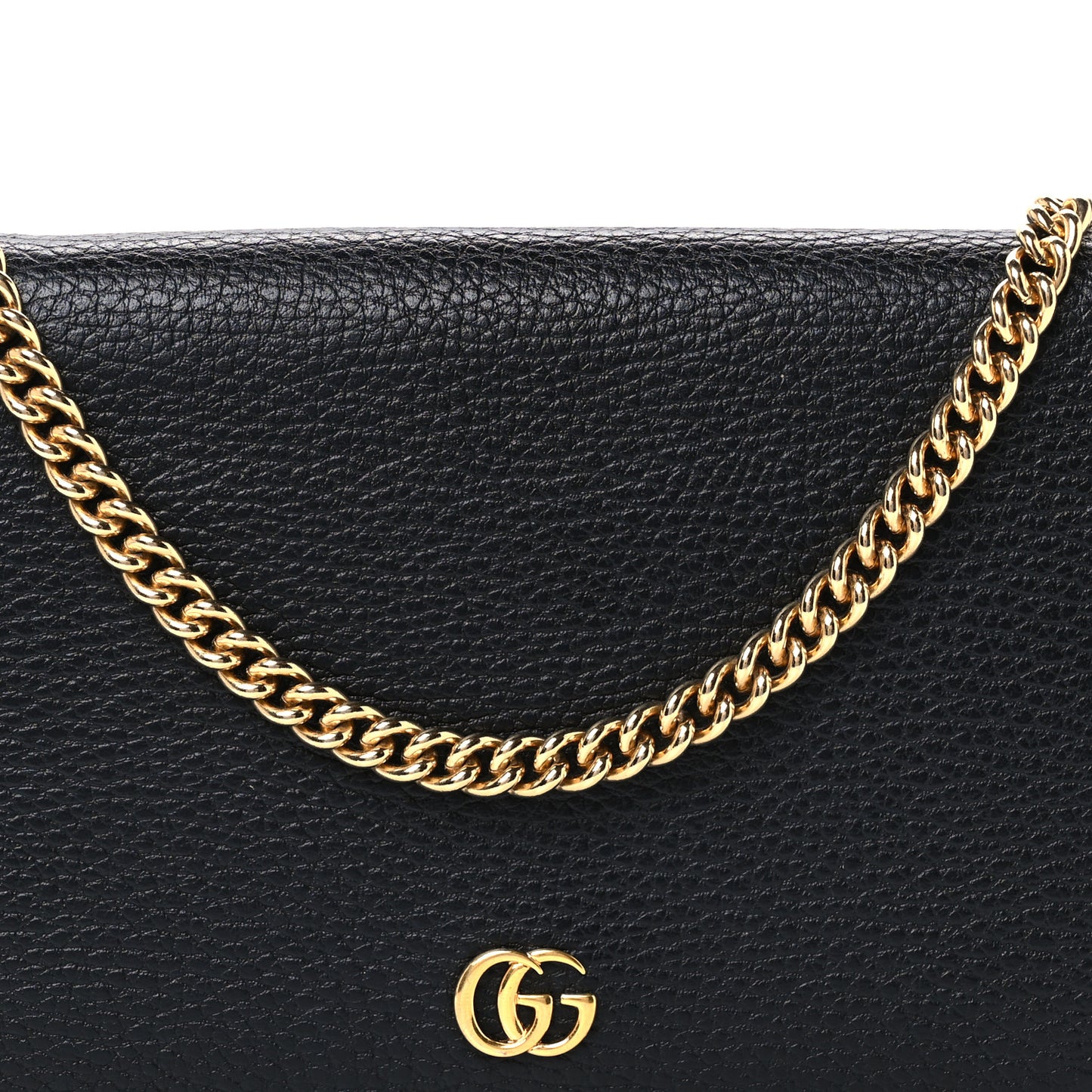 Calfskin Mini GG Marmont Chain Wallet Black