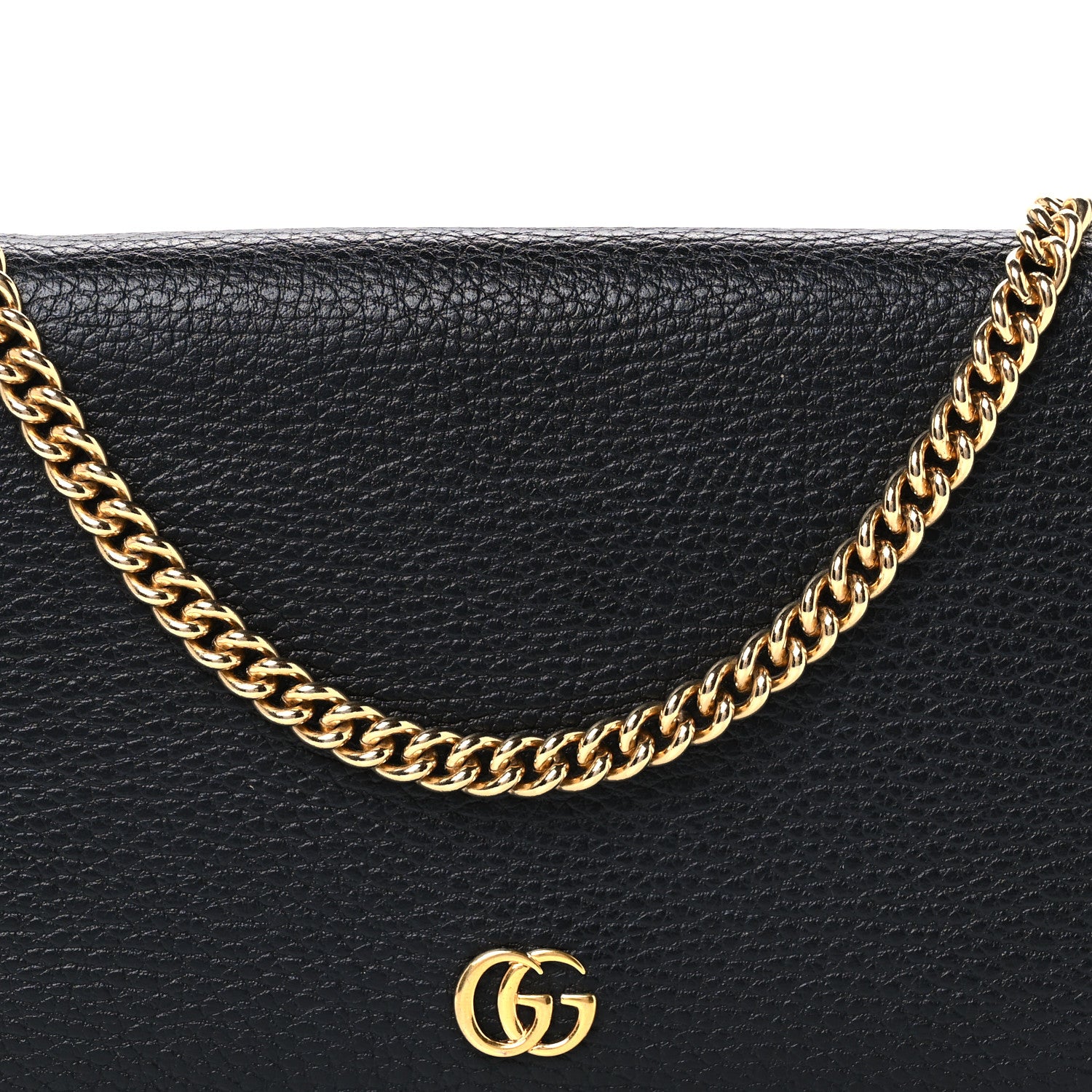 Gucci Calfskin Mini GG Marmont Chain Wallet Black 8 of 10