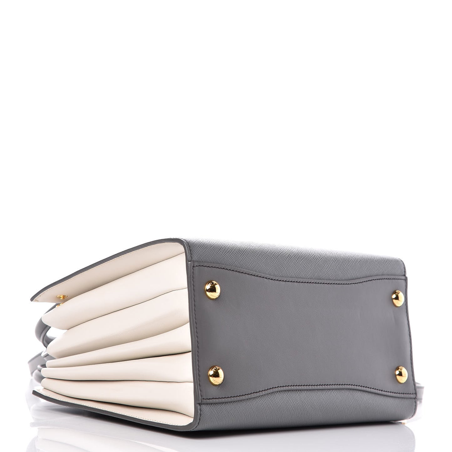 Saffiano City Calfskin Small Bibliotheque Top Handle Mercurio Talco