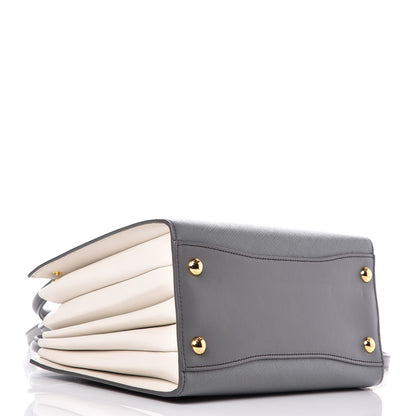 Prada Saffiano City Calfskin Small Bibliotheque Top Handle Mercurio Talco 4 of 13