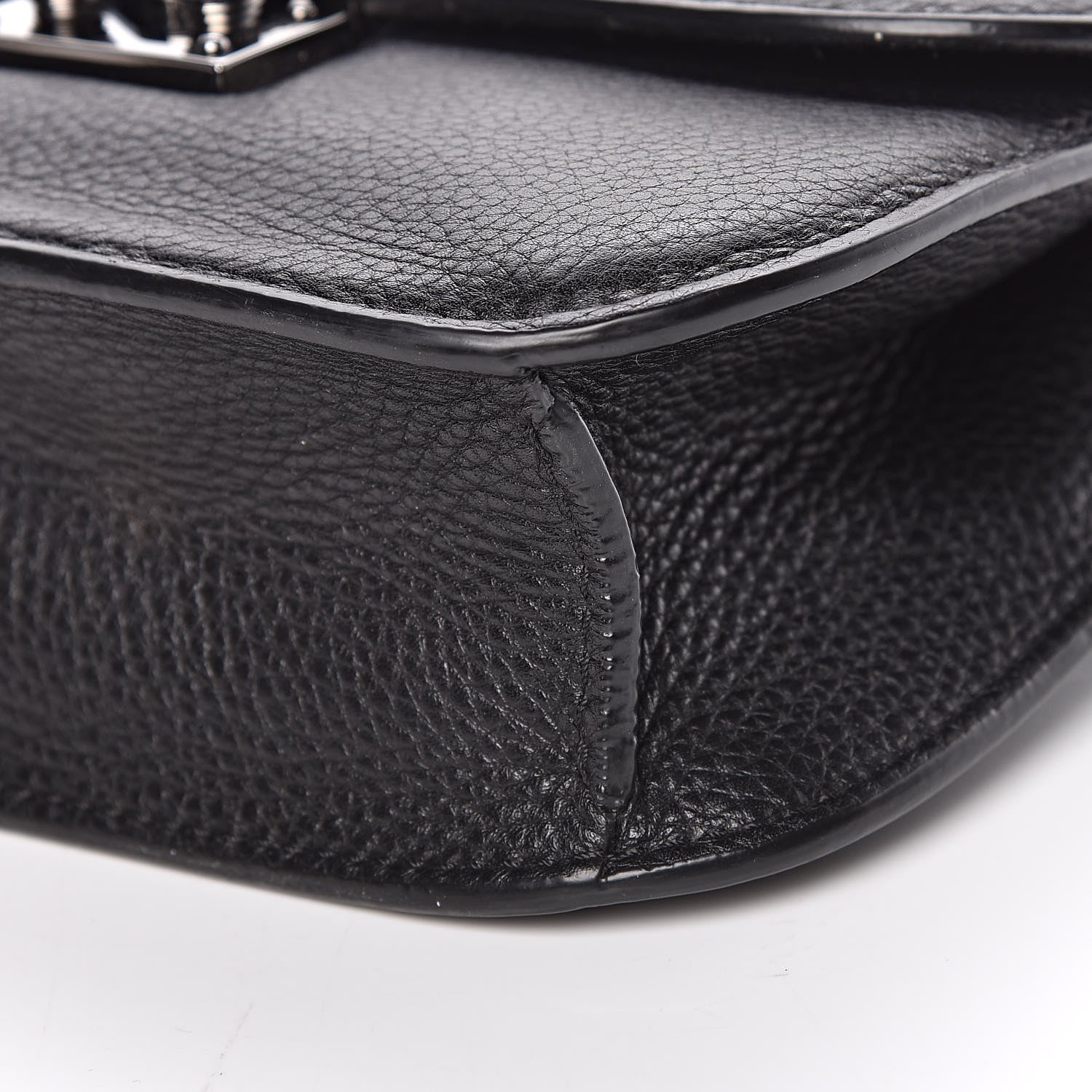Valentino Garavani Pebbled Calfskin Small Glam Lock Rockstud Flap Black 8 of 12