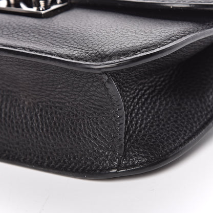 Valentino Garavani Pebbled Calfskin Small Glam Lock Rockstud Flap Black 8 of 12