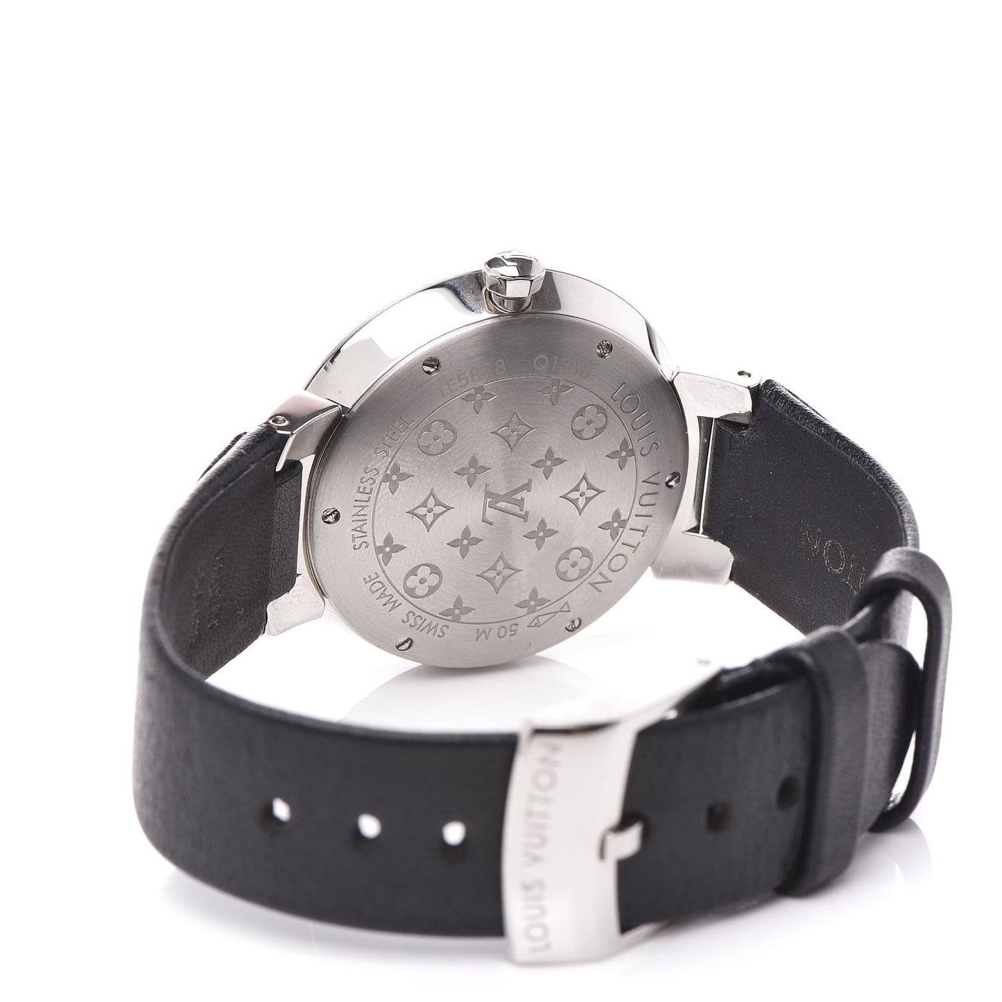 Stainless Steel Calfskin Diamond 33mm Tambour Slim Quartz Watch