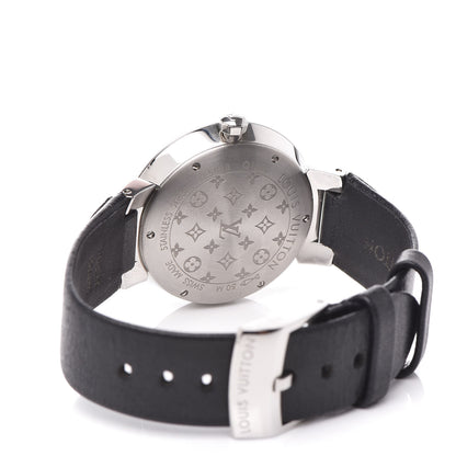 Louis Vuitton Stainless Steel Calfskin Diamond 33mm Tambour Slim Quartz Watch 5 of 5