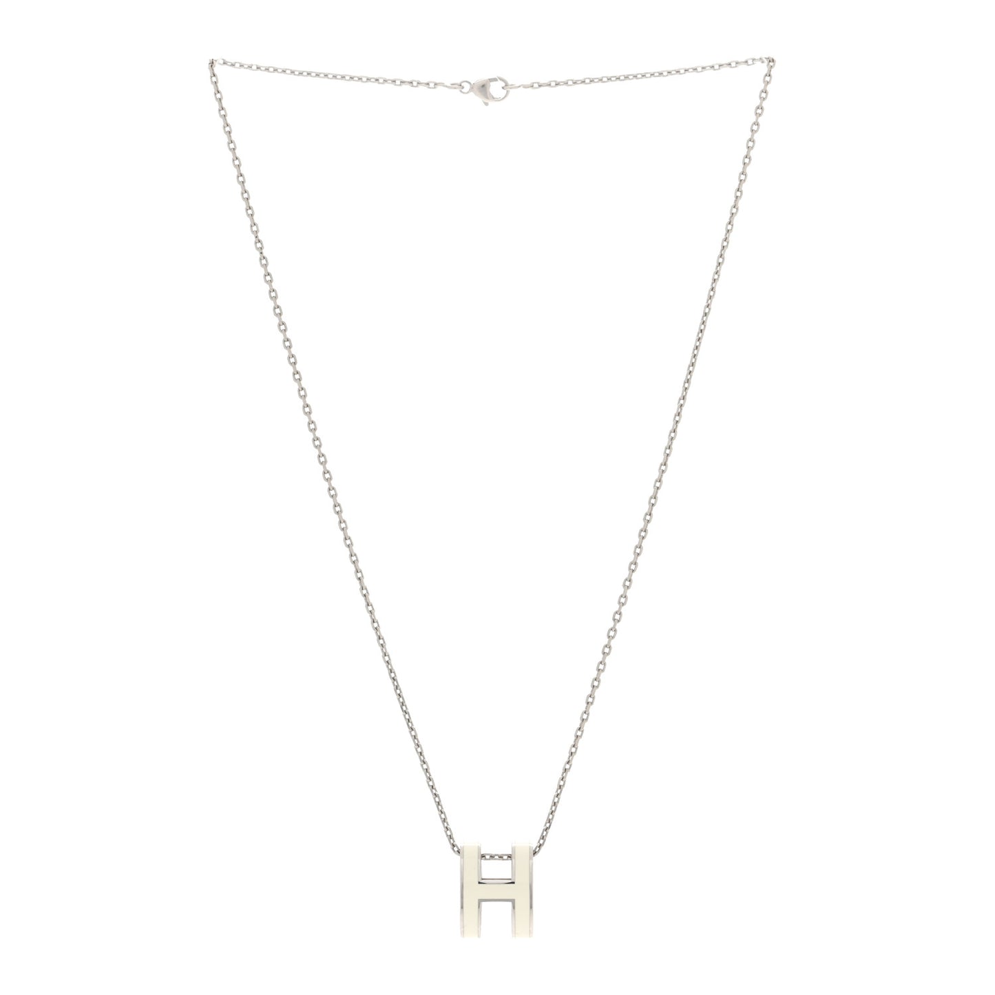 Lacquered Palladium Mini Pop H Pendant Necklace White