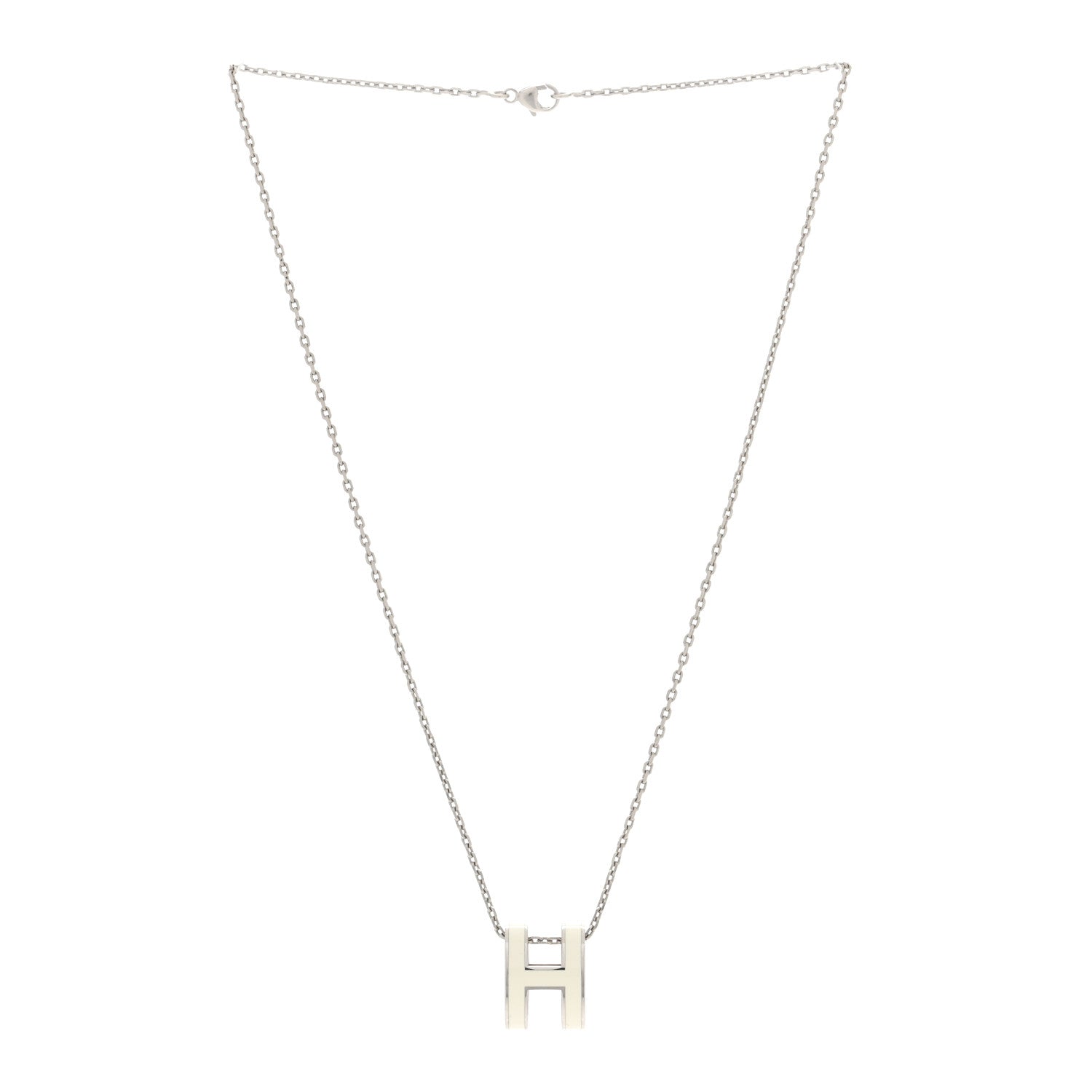 Hermes Lacquered Palladium Mini Pop H Pendant Necklace White 3 of 5