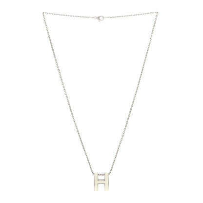 Hermes Lacquered Palladium Mini Pop H Pendant Necklace White 3 of 5