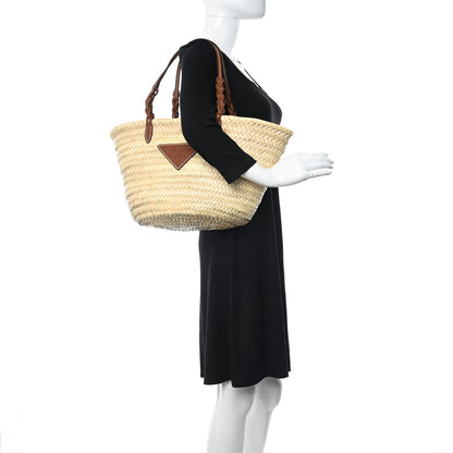 Prada Palmitto Vitello Woven Braided Large Basket Tote Bag Naturale Cognac 3 of 10