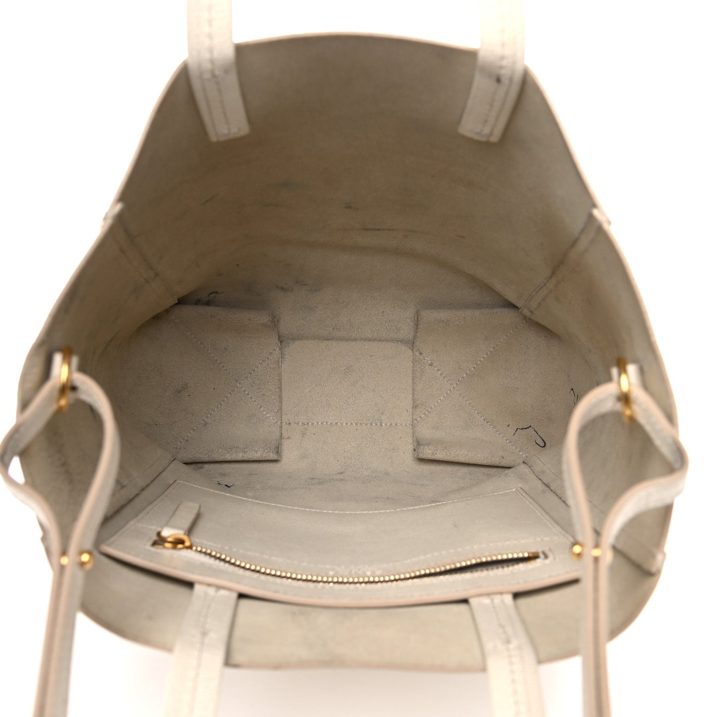 Grained Calfskin Small Vertical Cabas Cream