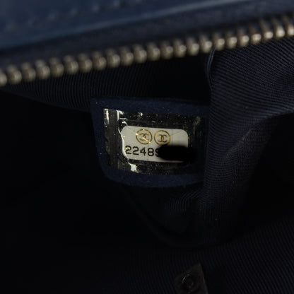Chanel Crumpled Calfskin Quilted Medium Casual Rock Flap Navy 7 of 7