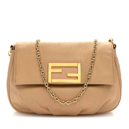 Fendi Vitello Flamingo Enamel Fendista Pouchette Crossbody Beige 1 of 10