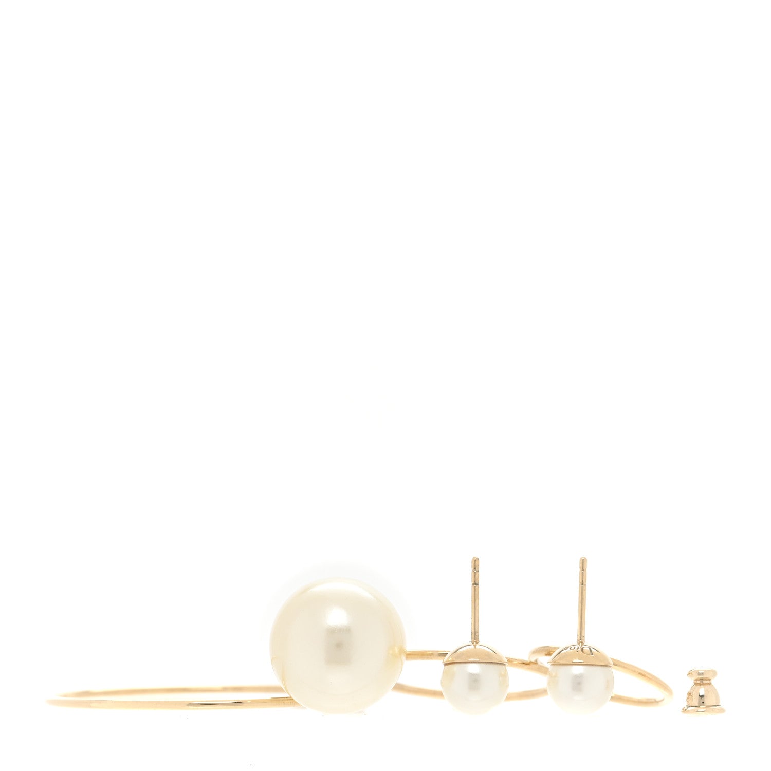Christian Dior Pearl Mise En Dior Tribal Hoop Earrings Gold 3 of 4