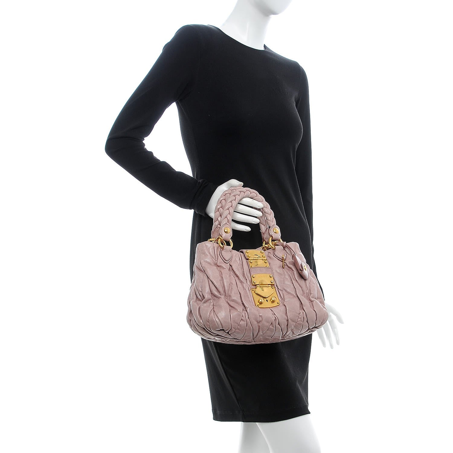 Miu Miu Nappa Matelasse Top Handle Satchel Mughetto 3 of 12