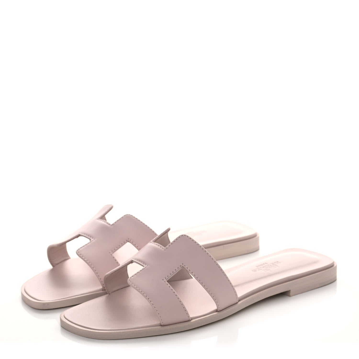 Hermes Box Calfskin Oran Sandals 36.5 Rose Pale 3 of 9