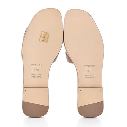 Hermes Box Calfskin Oran Sandals 37.5 Gold 7 of 8