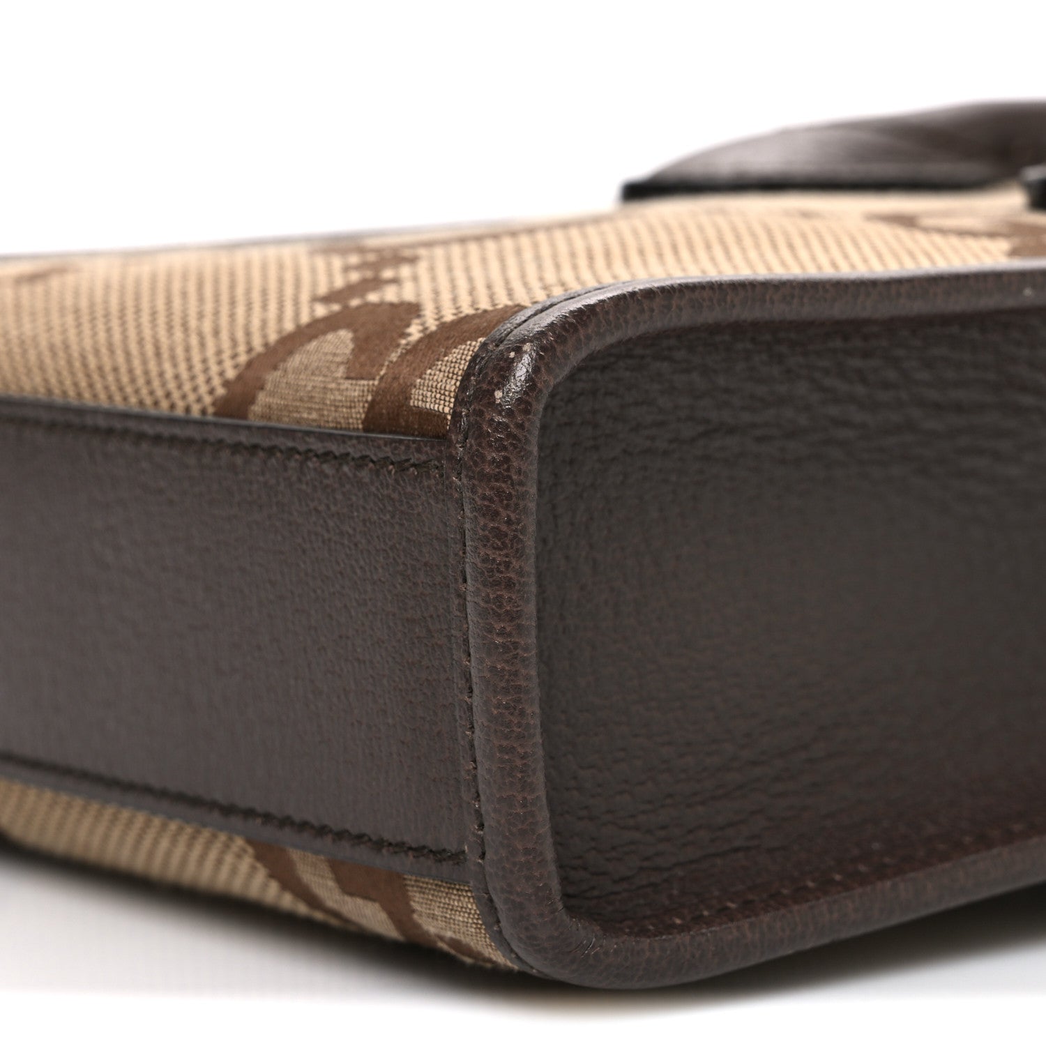 Gucci Monogram Jumbo GG Textured Dollar Calfskin Web Mini Vertical