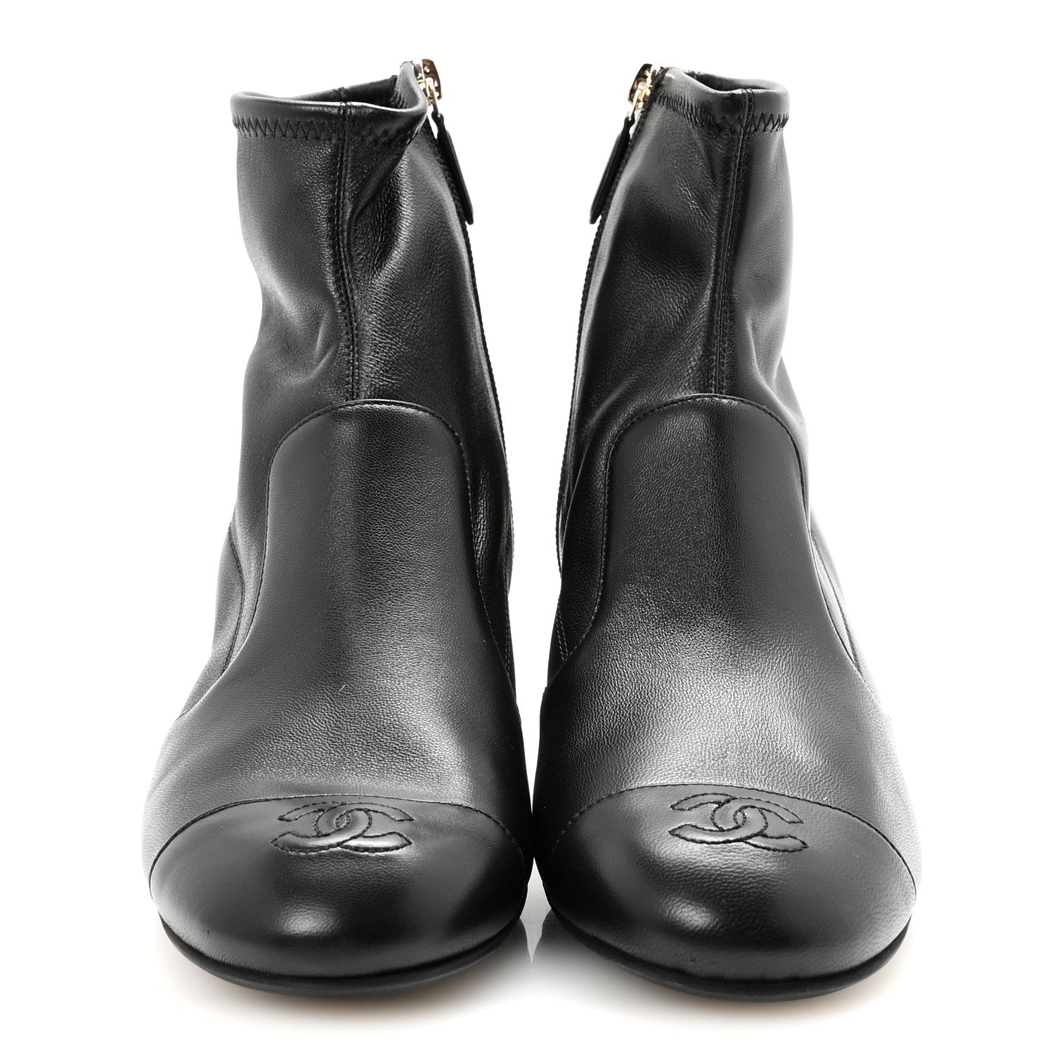 Chanel Stretch Lambskin Cap Toe CC Short Boots 40 Black 3 of 9