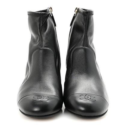 Chanel Stretch Lambskin Cap Toe CC Short Boots 40 Black 3 of 9
