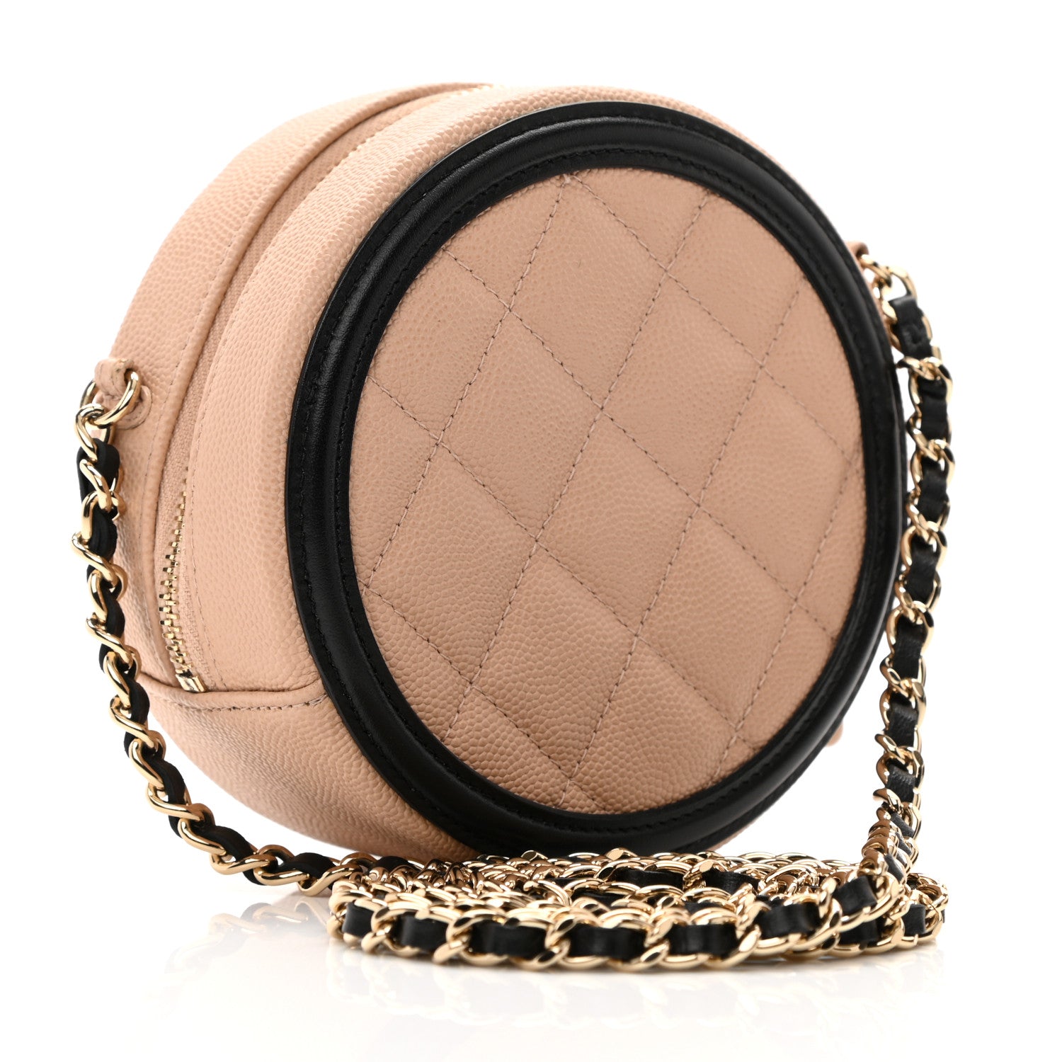 Chanel Caviar Quilted Round Filigree Crossbody Beige Black 3 of 11