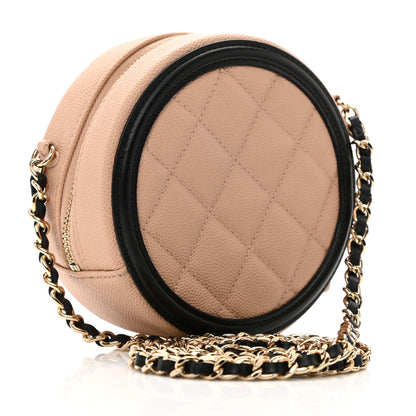 Chanel Caviar Quilted Round Filigree Crossbody Beige Black 3 of 11