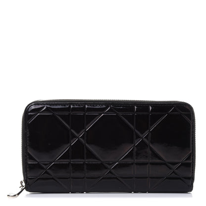 Christian Dior Patent Cannage Voyageur Zip Around Wallet Black 1 of 4