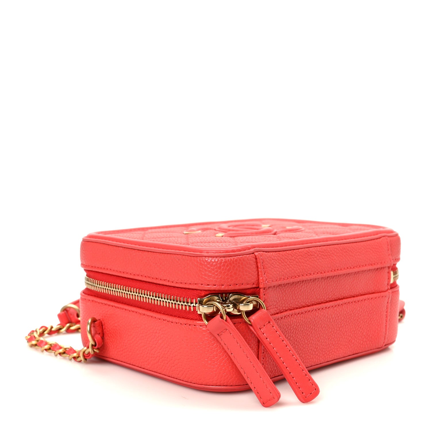 Chanel Caviar Quilted Small CC Filigree Vanity Case Red 4 of 11