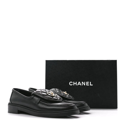 Chanel Lambskin Quilted CC Turnlock Loafers 40 Black 10 of 10