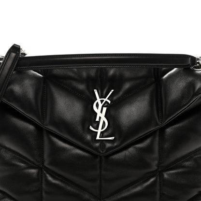 Saint Laurent Lambskin Quilted Medium Loulou Puffer Monogram Chain Satchel Black 9 of 11