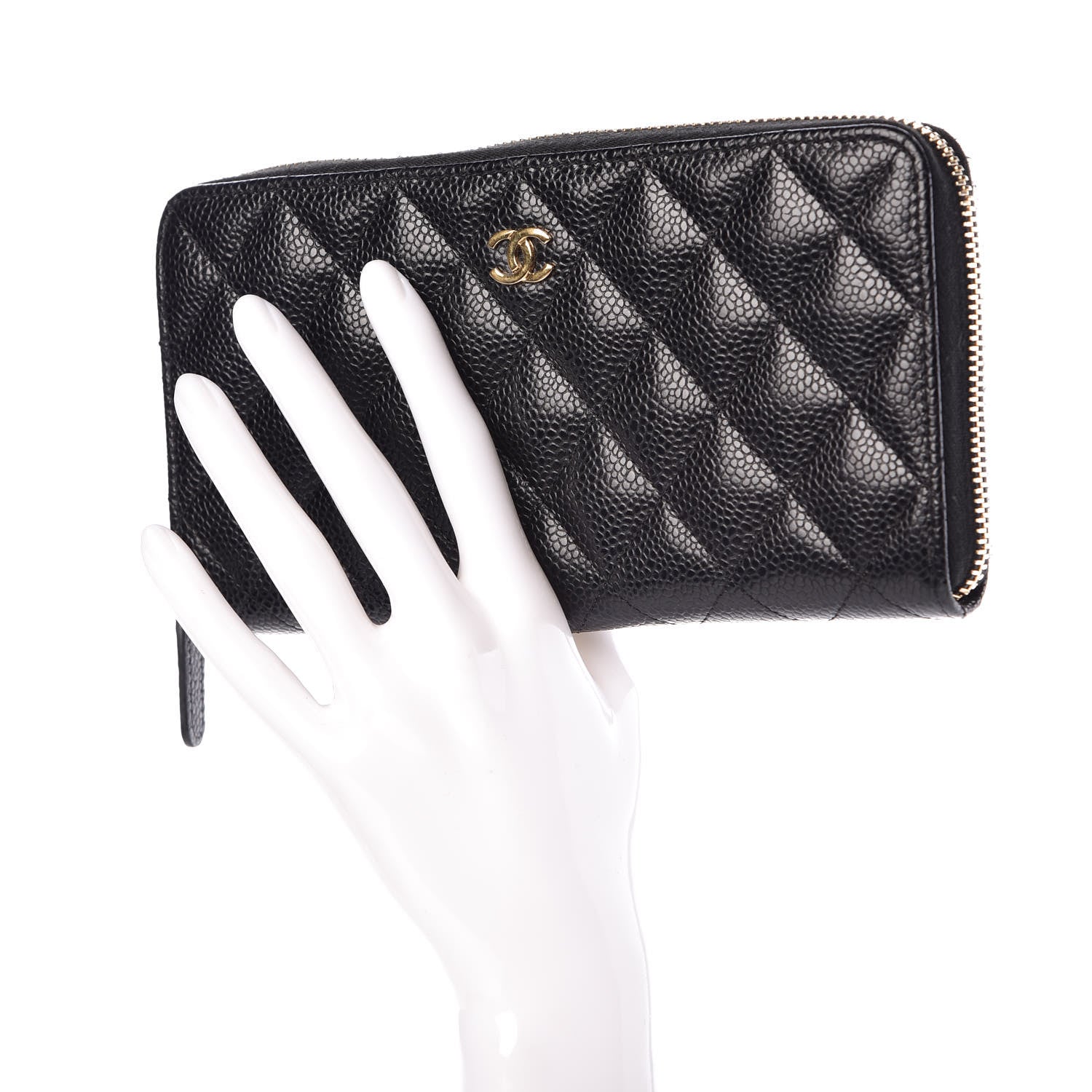 Chanel Caviar Quilted Large Gusset Zip Around Wallet Black 2 of 9