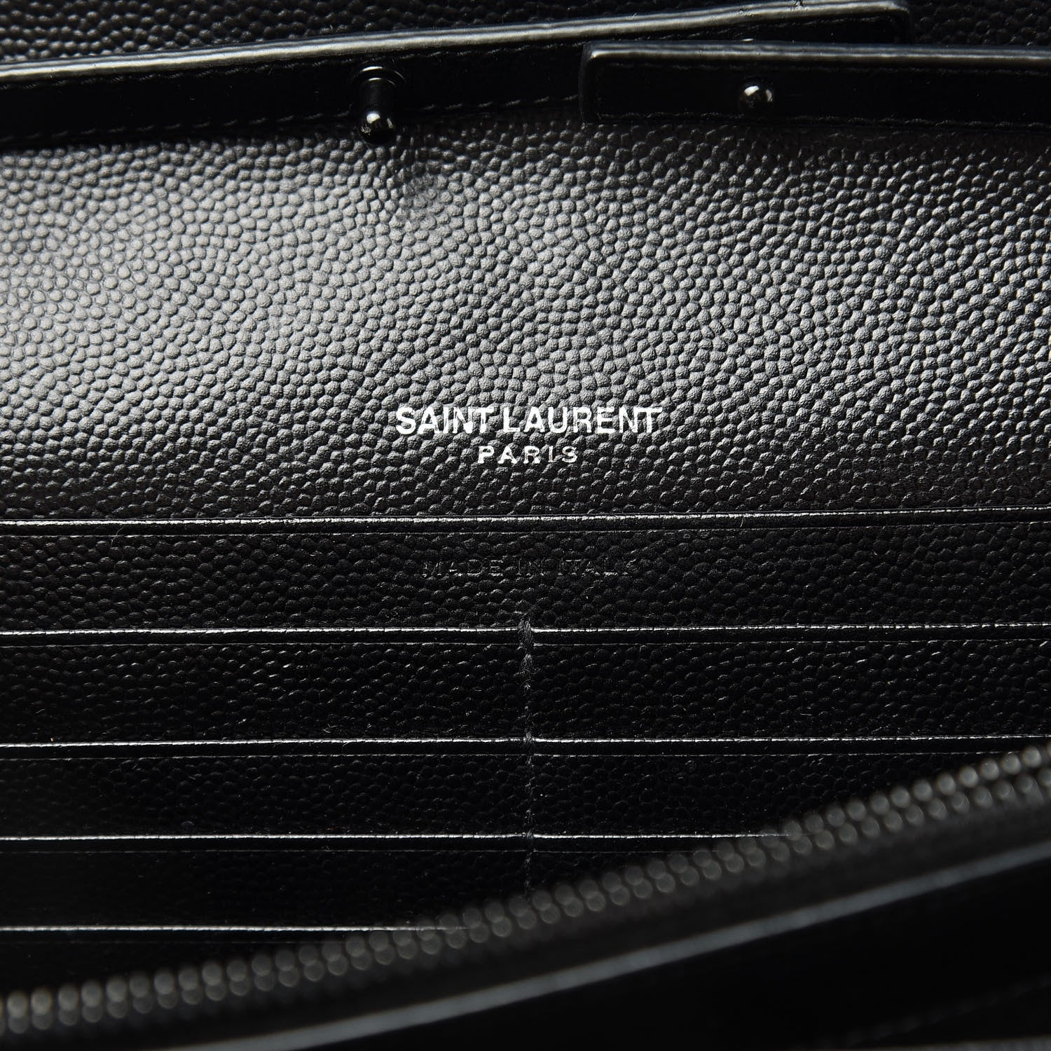 Saint Laurent Grain De Poudre Matelasse Chevron Monogram Chain Wallet Black 6 of 12