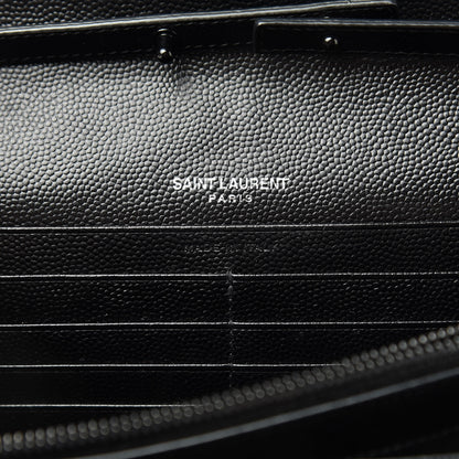 Saint Laurent Grain De Poudre Matelasse Chevron Monogram Chain Wallet Black 6 of 12