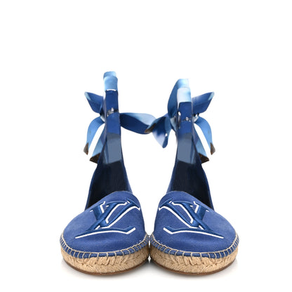 Louis Vuitton Canvas Escale Starboard Espadrille Flats 37.5 Blue 3 of 10