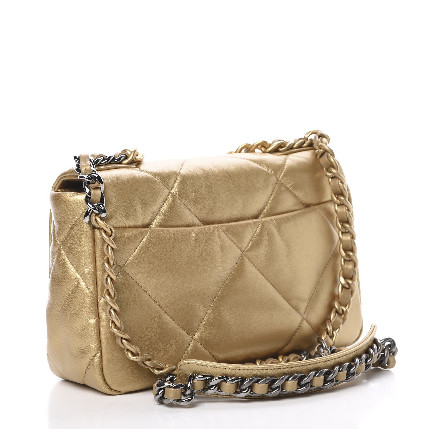 Chanel Metallic Goatskin Quilted Medium 19 Flap Gold 3 of 11