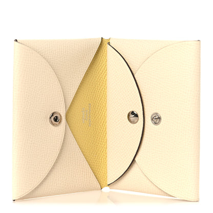 Hermes Epsom Verso Calvi Duo Card Case Nata Jaune Poussin 5 of 7
