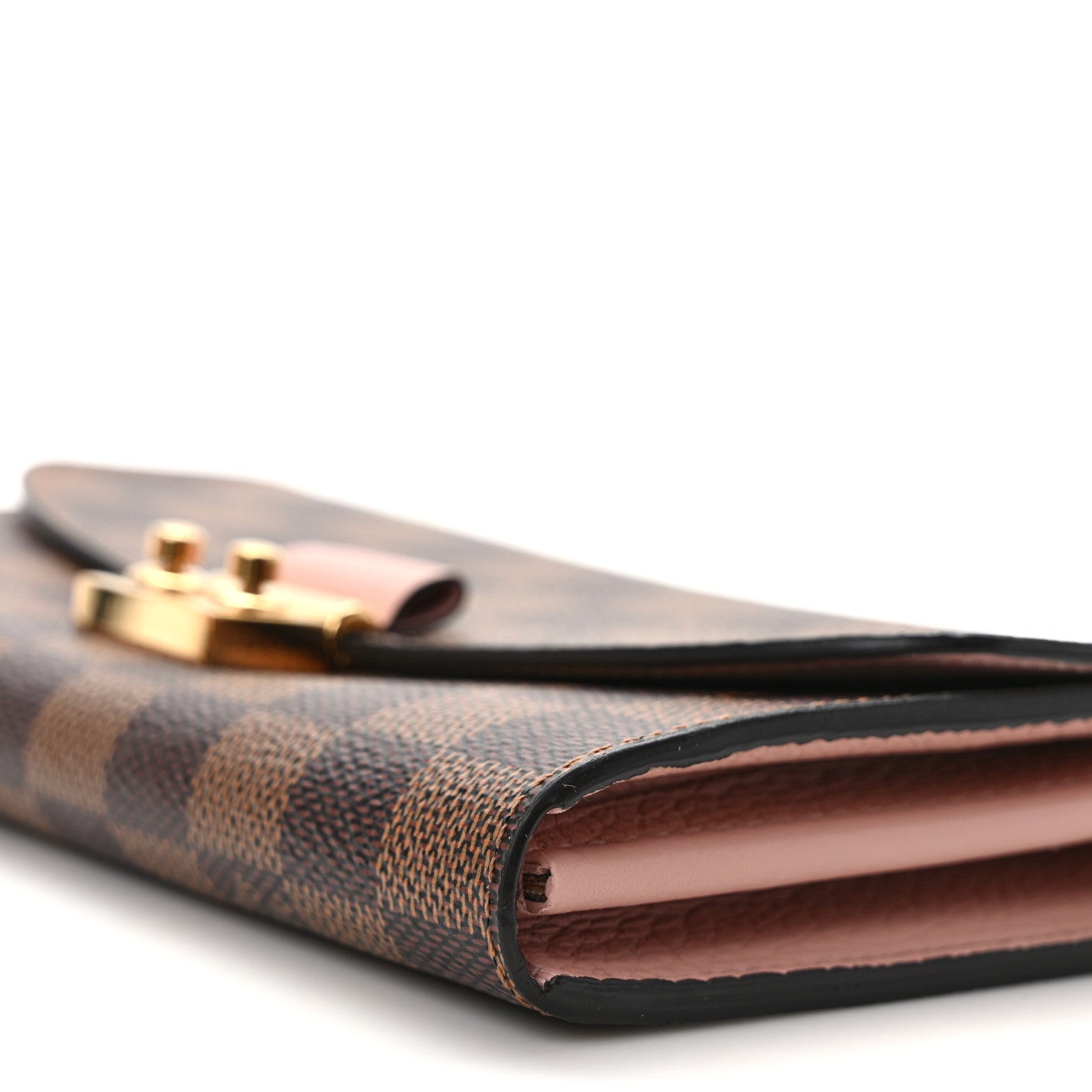 Louis Vuitton Damier Ebene Croisette Chain Wallet Rose Ballerine 9 of 11
