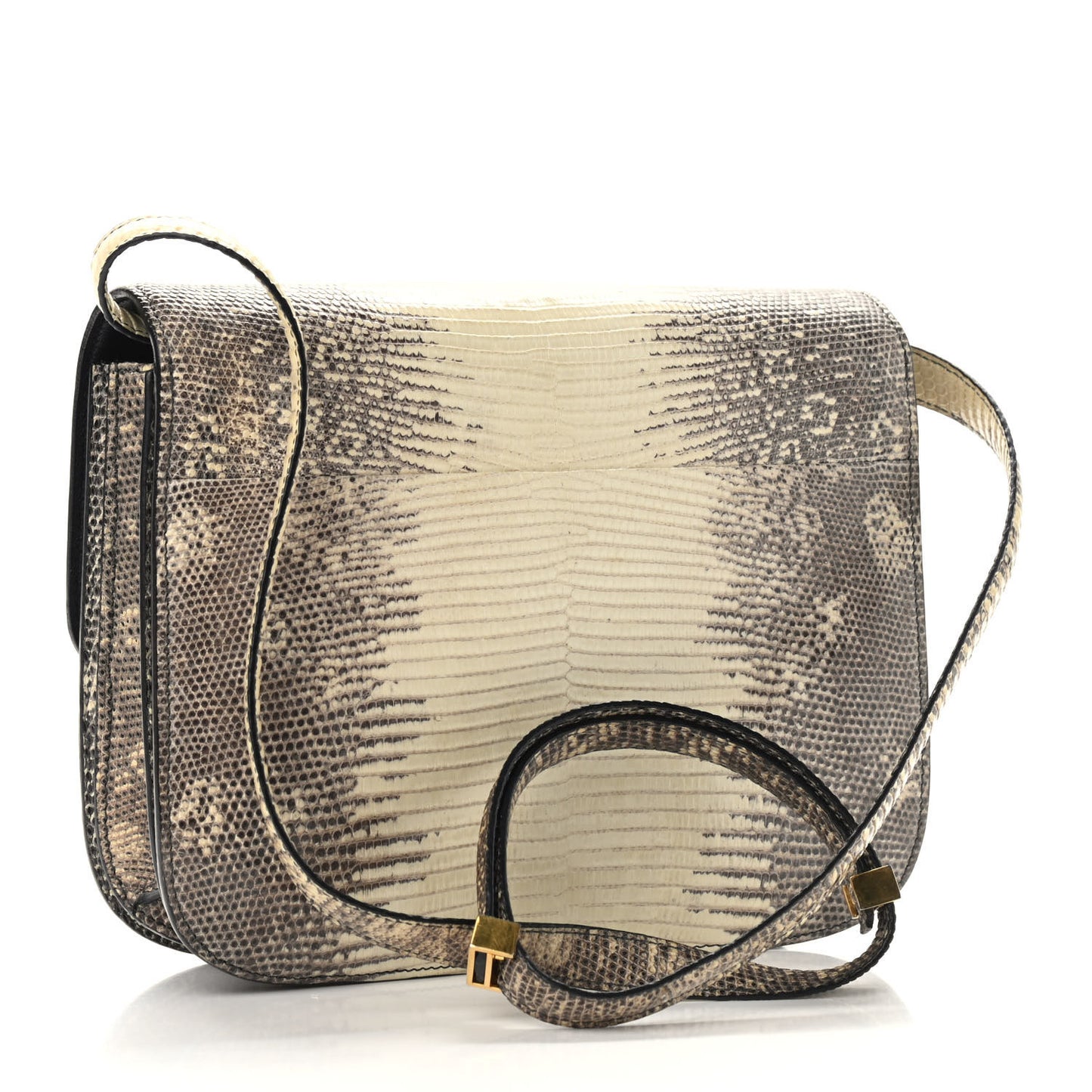 Lizard Medium Classic Box Flap Bag Natural