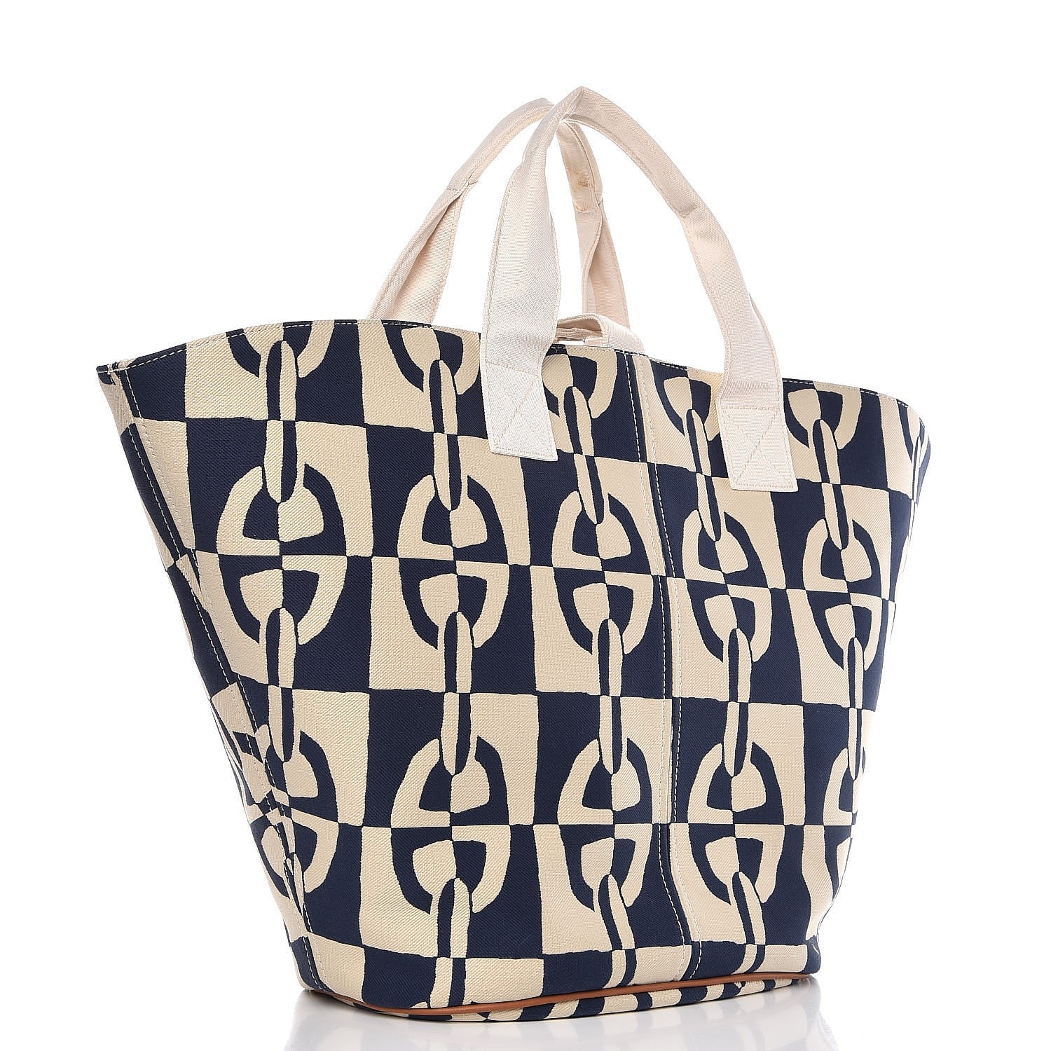 Hermes Canvas Chain De Ancre Beach Tote Navy 4 of 15