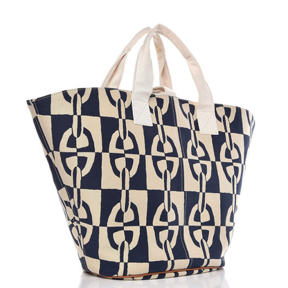 Hermes Canvas Chain De Ancre Beach Tote Navy 4 of 15