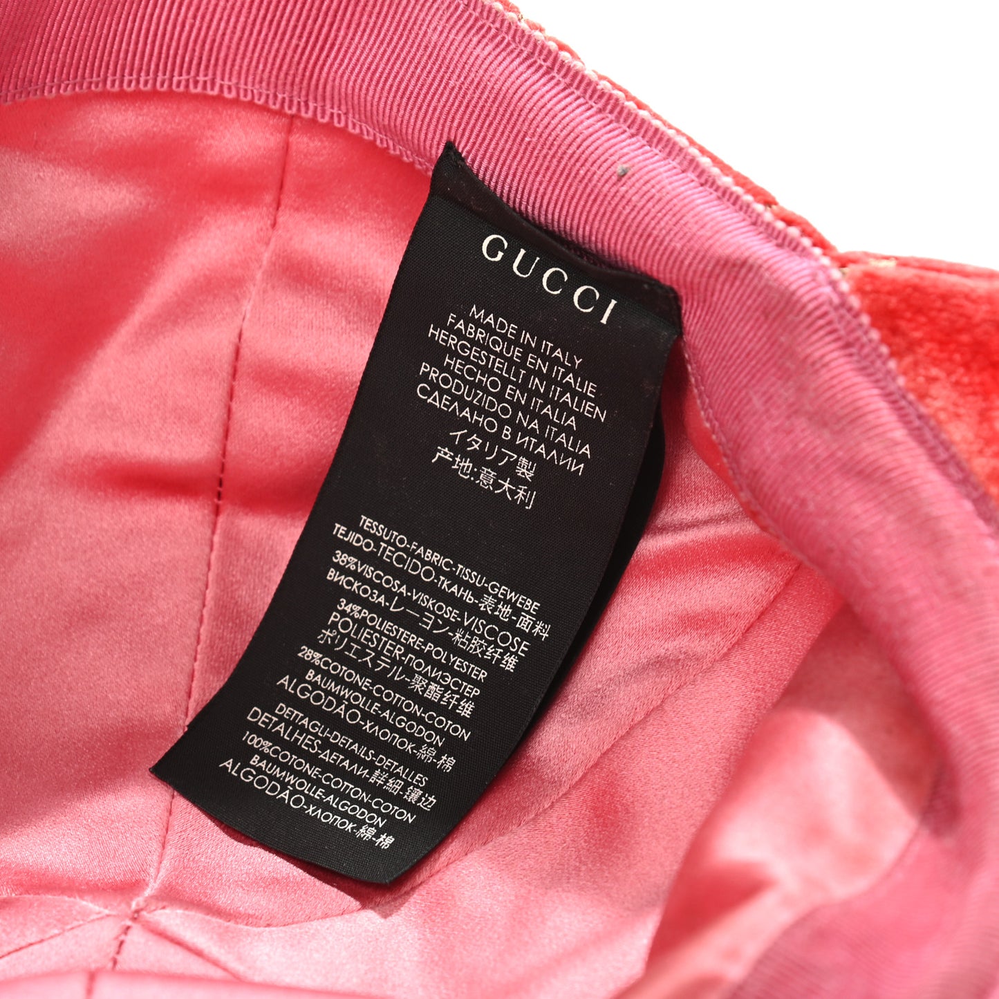 Velvet GG Monogram Baseball Hat S Pink