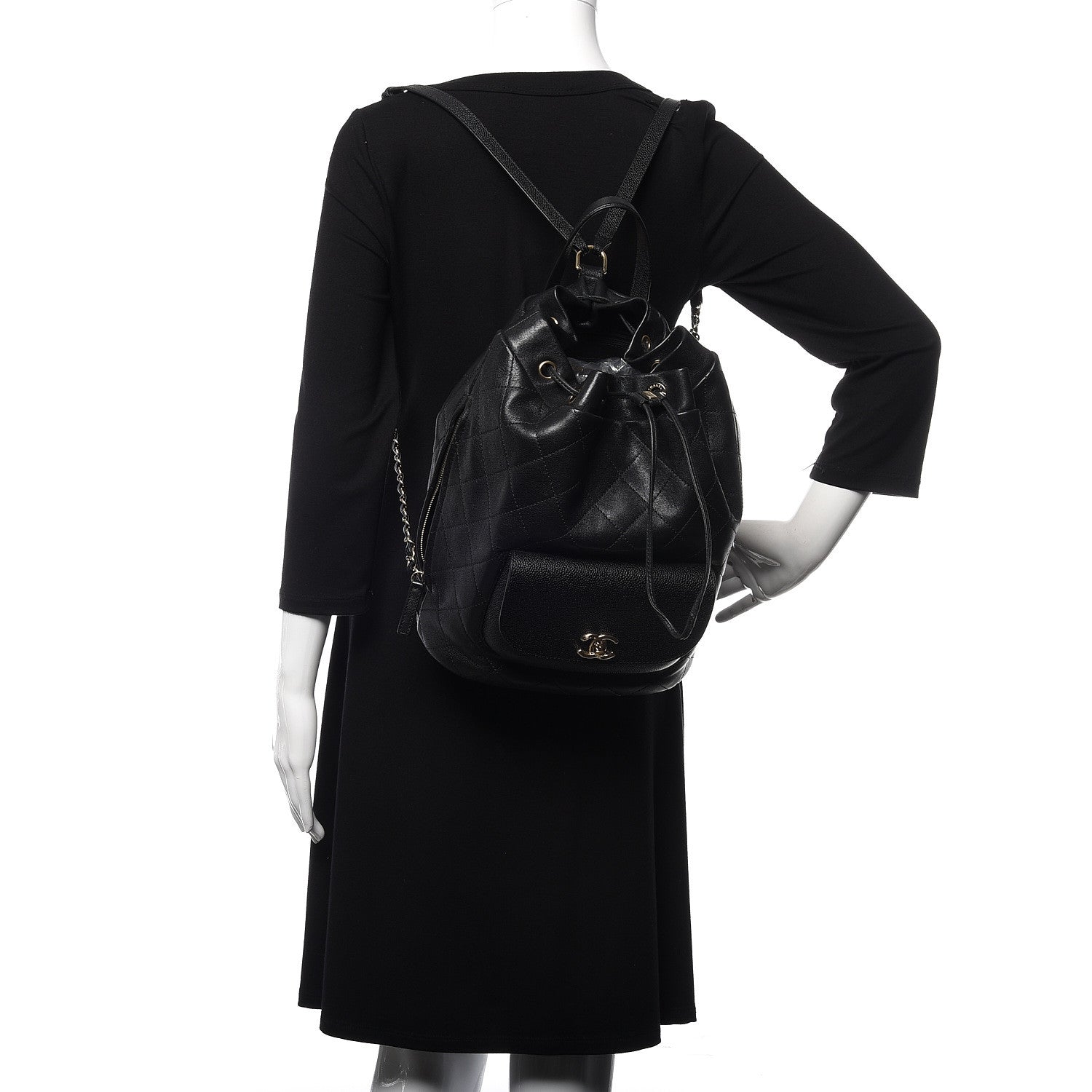 Chanel Sheepskin Caviar Quilted Daily Round Backpack Black 2 of 10
