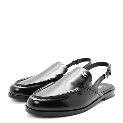Chanel Shiny Calfskin Slingback Loafers 40.5 Black 4 of 10
