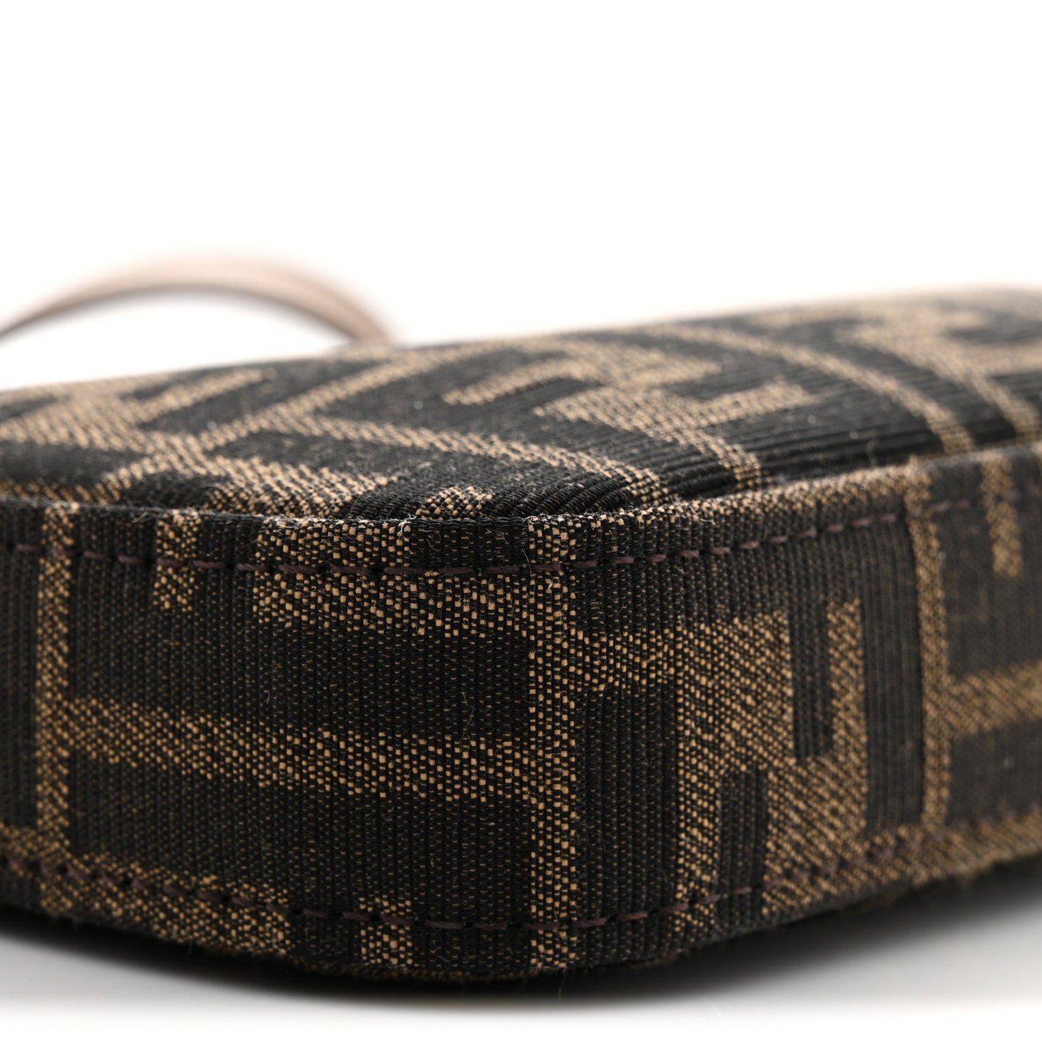 Fendi Fabric Jacquard Vitello Grace FF 1974 Baguette Pouch Tobacco Moro Sand 9 of 10