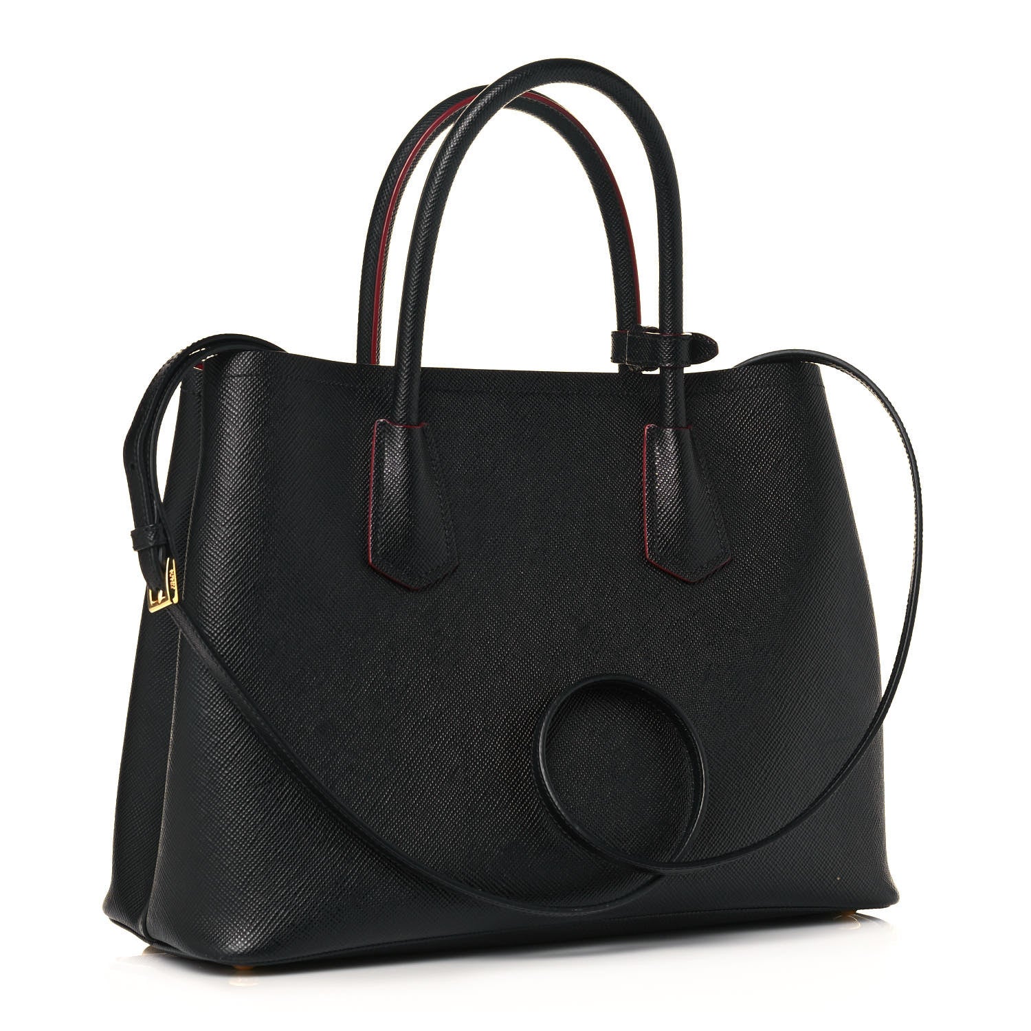 Prada Saffiano Cuir Small Double Bag Black Fuoco 3 of 13