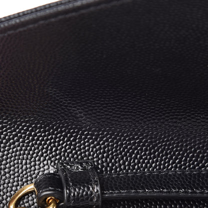Saint Laurent Grain De Poudre Matelasse Chevron Monogram Chain Wallet Black 8 of 11