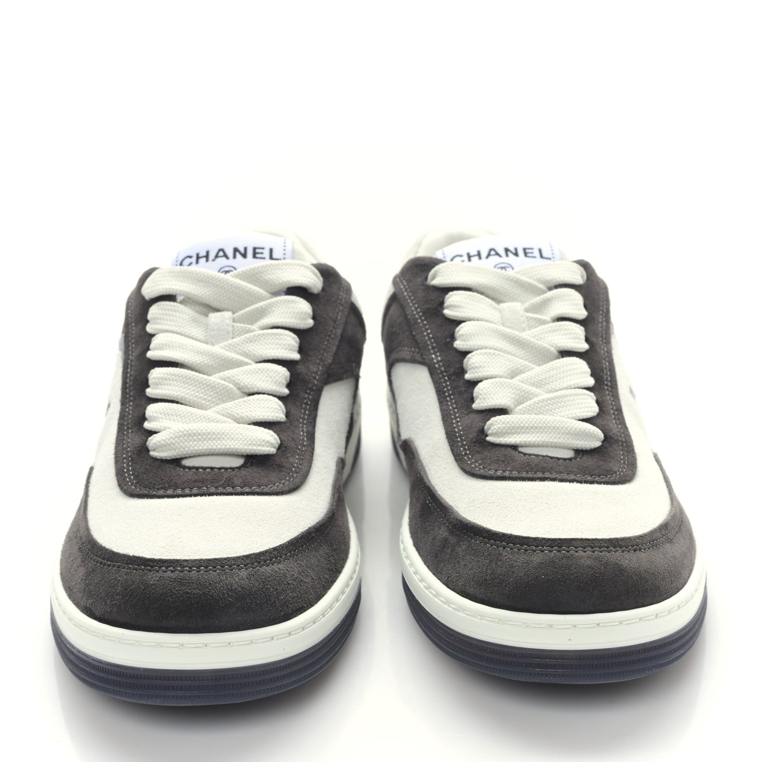 Chanel Suede Kidskin Womens CC Sneakers 39 Black White 2 of 9