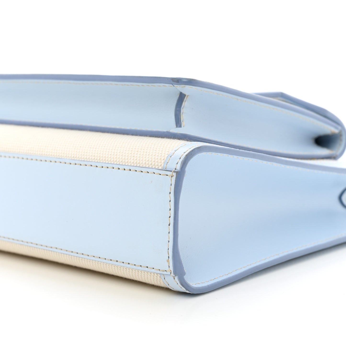 Canvas Smooth Calfskin Two Tone Mini Pocket Bag Natural Pale Blue