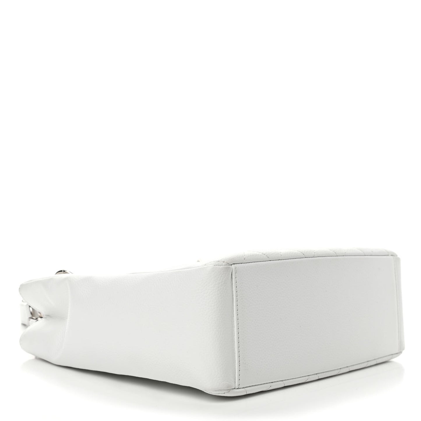 Caviar Quilted Petit Shopping Tote PST White
