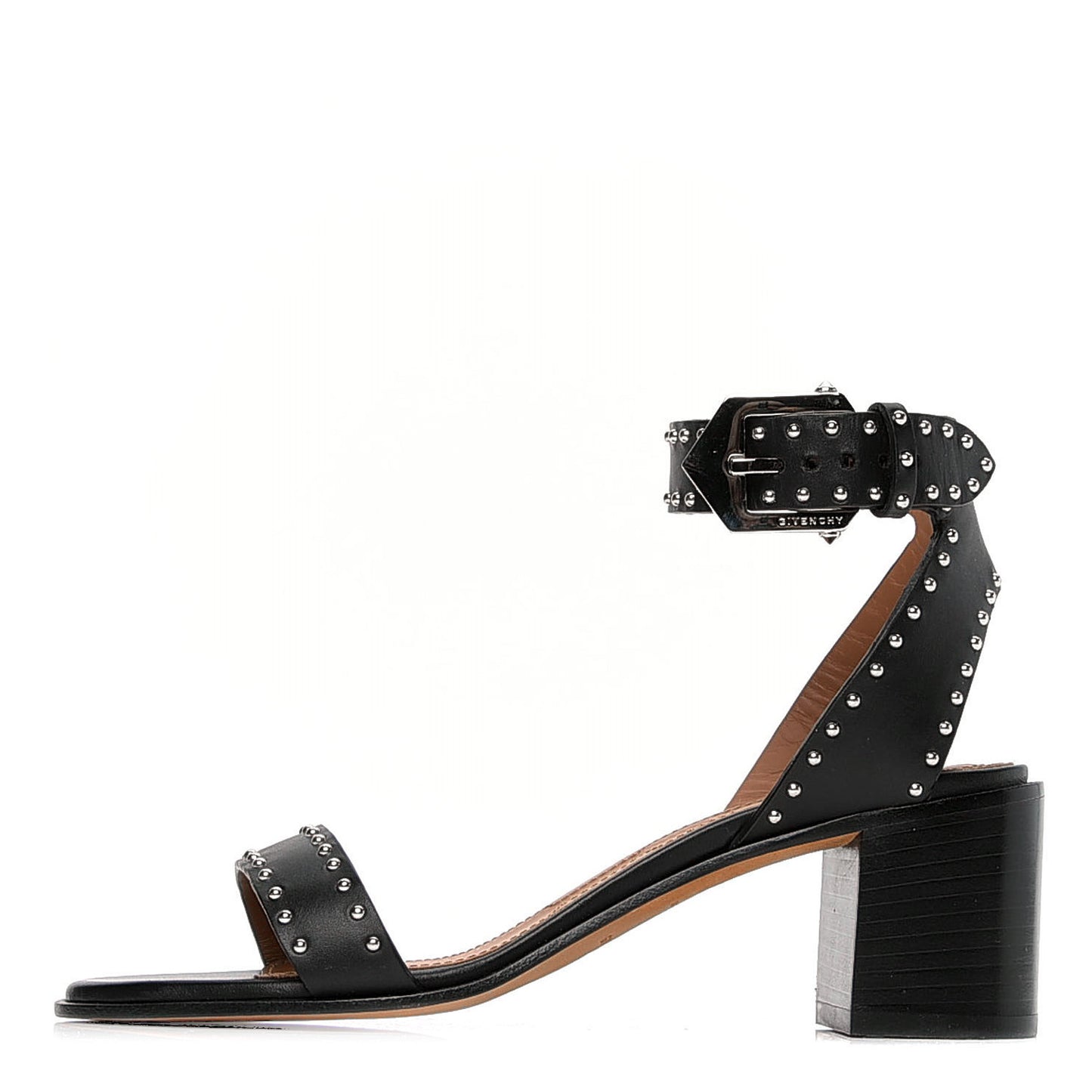 Calfskin Studded Elegant Sandals 35 Black